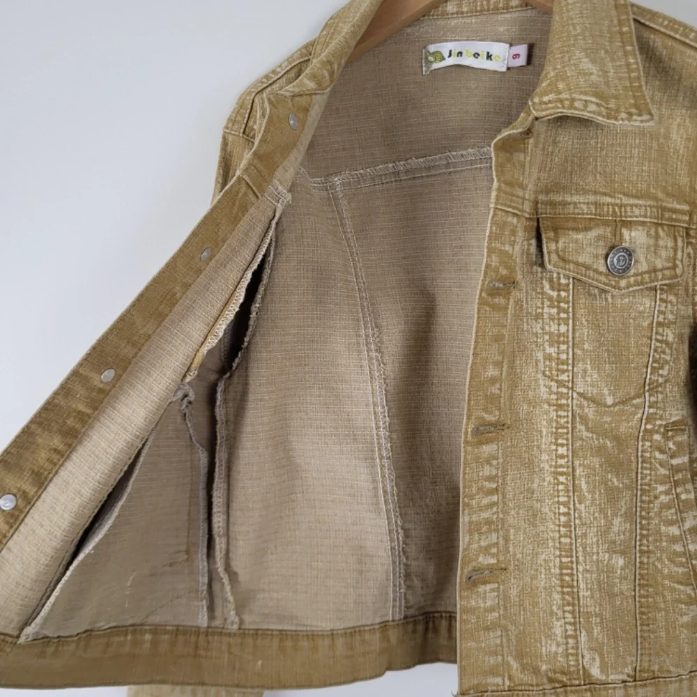 90’s Denim Jacket stone wash button down oversized tan coat jean - Picture 2 of 6